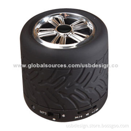 High-quality Portable Tire/Round Speaker, Customized Colors and Logos Accepted